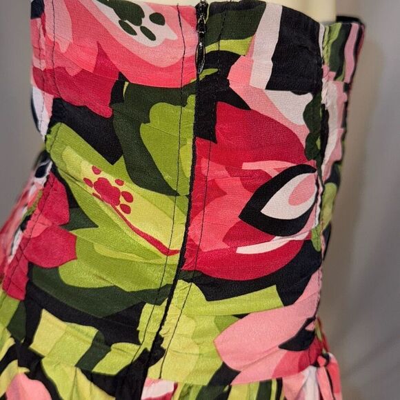 Vintage NANETTE LEPORE SILK Lotus Floral Corset Style Mini Skirt Size 4 - Picture 6 of 12